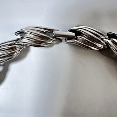 Vintage Trifari Necklace Textured Silver Tone Choker Collar 15 inch