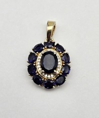 VTG Gold Overlay Sterling Silver Blue Gemstone D’Joy Cluster Pendant – 3.1g
