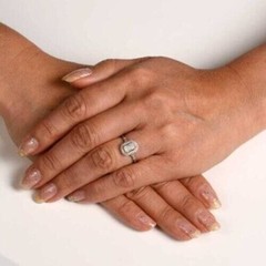 Art Deco Emerald Cut Lab-Created Diamond Halo Style Engagement 925 Silver Ring