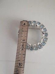Vintage Wreath Light Blue Rhinestone Brooch Glass Rhinestone Circle Round Brooch