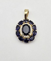 VTG Gold Overlay Sterling Silver Blue Gemstone D’Joy Cluster Pendant – 3.1g