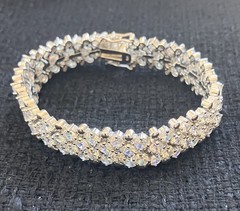 Sterling Silver 925 Clear Rhinestone Tennis Bracelet 7 Inches Of Sparkle!