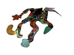 Vintage 80s Post Modern Whimsical Dancing Jester Earrings Sculptural Enamel 3D