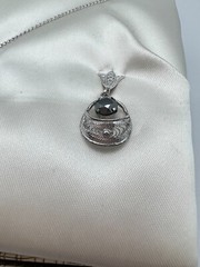 Sterling Silver Hematite Necklace and Earrings Non Pierced Screw Hinged Clip On