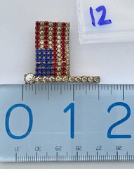 Vintage United States American Flag Brooch Red White Blue Rhinestones Gold Tone