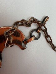 Vintage Necklace Copper Chain Link Crescent Unsigned 17 Inches PJ