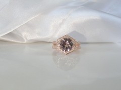 Rose Gold on Sterling Silver 925 Natural Irradiated Peach Morganite Ring Size 6