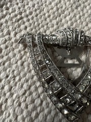 Vintage Art Deco Elisha Phinney 1932 Rhinestone Hinged Fur Dress Clip Brooch