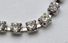 Vintage Clear And Smoke Rhinestone Tennis Bracelet Silver Tone 6.75 in