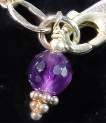 Vtg Sterling Silver Designer Long Pendant Necklace Natural Jasper & Amethyst…