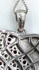Vintage Pendant Necklace Sterling Silver Ruby Diamond Patriotic Love America