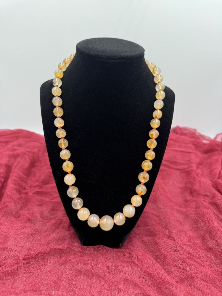 Vintage Carnelian Gemstone Hand-knotted Necklace 20 Inch