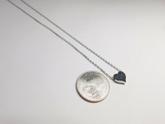 Small Engravable Silver Tone Metal Slide Heart Charm Chain Necklace Vintage