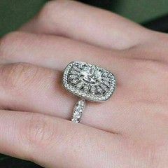 2.10Ct Art Deco Style Lab Created Diamond Anniversary 14k White Gold Finish Ring