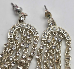 Monet Clear Crystal Waterfall Fringe Earrings Silver Tone 2.5 In Dangle