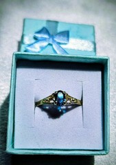 Vintage Sterling Silver London Blue Topaz Adjustable Ring Collectible Unique