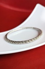 Vintage TRIFARI Silver Tone Braided Twist Thin Bangle Bracelet