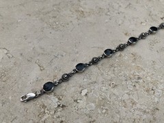 🫧✨Authentic VINTAGE 925 STERLING SILVER MARCASITE Black ONYX Station Bracelet🫧
