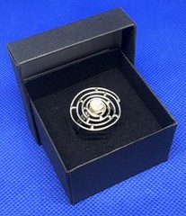 X04 Big Spiral Rainbow Moonstone 1” Crown – 925 Silver Ring Size 5.75 Vintage