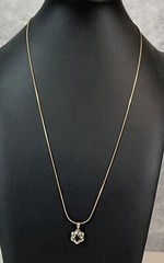 Vintage GoldTone UTC Necklace – Gold Flower Onyx .925 Sterling Silver – 22″