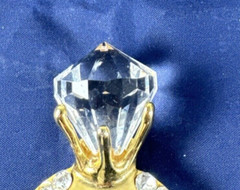 Vintage Ring Shape Brooch Pin Rhinestones Gold Tone Oval 2.5″ X 3″
