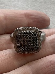 Vintage BBJ 925 Sterling Silver Ring Size 7.75 Square Shape Estate Jewelry