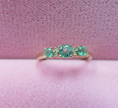 STS 14k Solid Y. Gold Emerald Diamond Band Ring Size 7.25 – 1.47 Grams