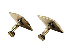 SWANK Gold Tone Square Diamond Shape MOP Abalone Center Vintage Clip On Earrings