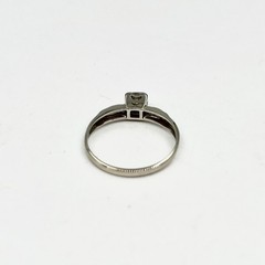 13k White Gold 0.05ct Round Diamond Square Setting Vtg Ring SZ 6.25 (I-63579)