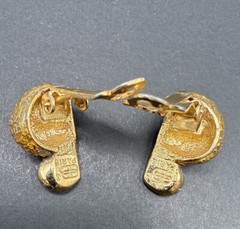 Balenciaga Paris Signed Gold Tone Clip Earrings With Many B Letters J8