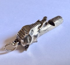 Vintage 1960s-1970s Gold Plated Figural Elephant Whistle Pendant Charm