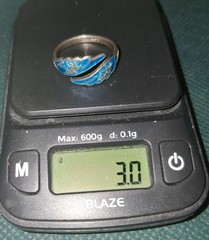 Vintage Siam Sterling Silver Blue Enamel Niello Bypass Ring Size 7 Thailand