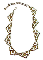Vtg Deco Style Necklace Signed Coro Gold Tone Adjustable Length Choker Triangle