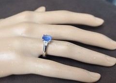 14K white gold engagement ring 2.21ct. Natural Untreated Blue Sapphire Cushion