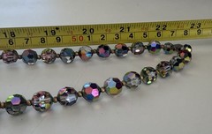 VTG 1950 Aurora Borealis Watermelon Faceted Glass Fancy Clasp 2 Strand Necklace
