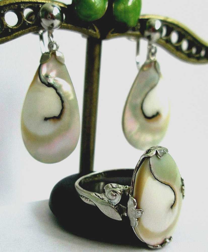 VINTAGE JJJ STERLING RING & EARRING SET