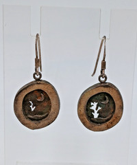 VTG 925 Southwest Moon Tree Cutout Earrings 1.25in Sterling Silver 4.7g Patina