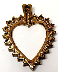 Vintage Gold (no stamp) metal and CZ heart pendant