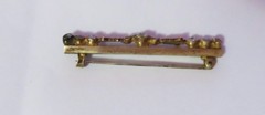 VERY PRETTY ANTIQUE GOLD TOP RHINESTONE BAR PIN 2″