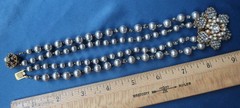 Vtg Signed Miriam Haskell Pearl Choker Necklace Frank Hess Floral Rhinestone