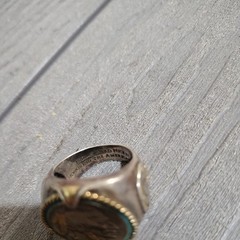 Vintage 1935 Sterling Silver Buffalo Nickel Ring Size 13