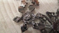 Beautiful Vintage Gunmetal Black Aurora Borealis Rhinestone Snowflake Brooch KC