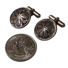 Vintage Silver Floral Cufflinks Mens Bullet Back Hinged Posts Acid Tested