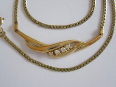Amerik Teka Theodor Klotz Chain,Necklace With Clear Stones 0.2oz / Long ca.18 5/