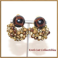 Unique Two Piece Vintage Lucite Clip on Earrings