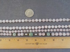 Light Pink Quartz & Green Stone (2) Single Strand Necklace Knotted Bead No Clasp