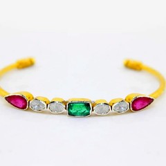 Vintage Style 0.60ctw Antique Cut Diamond Gemstone Silver Cuff Bracelets Jewelry