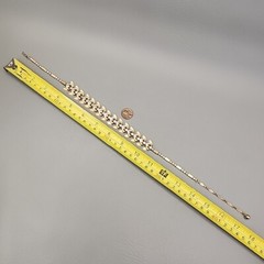 Vintage Linked Necklace Fold Over Gold Tone Textured Clear Rhinestones 16″