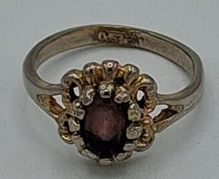 14KT GE ESPO Ring Purple Oval Stone Gold Tone Womens 4.75