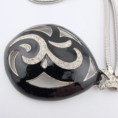 Eisenberg Black Enamel and Rhinestone Necklace And Earrings GF Chain AS IS.